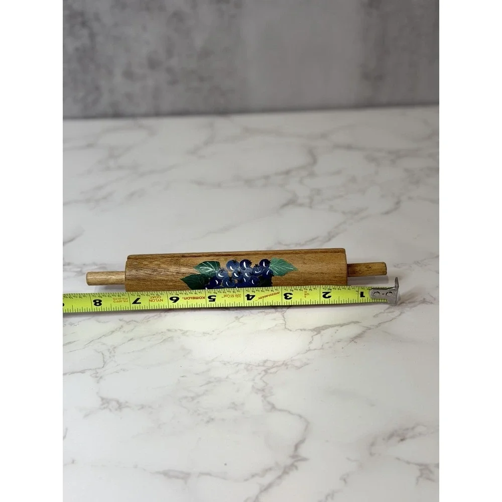 Vintage Wooden Recipe Card Holder Rolling Pin Blueberries Country Farmhouse 8